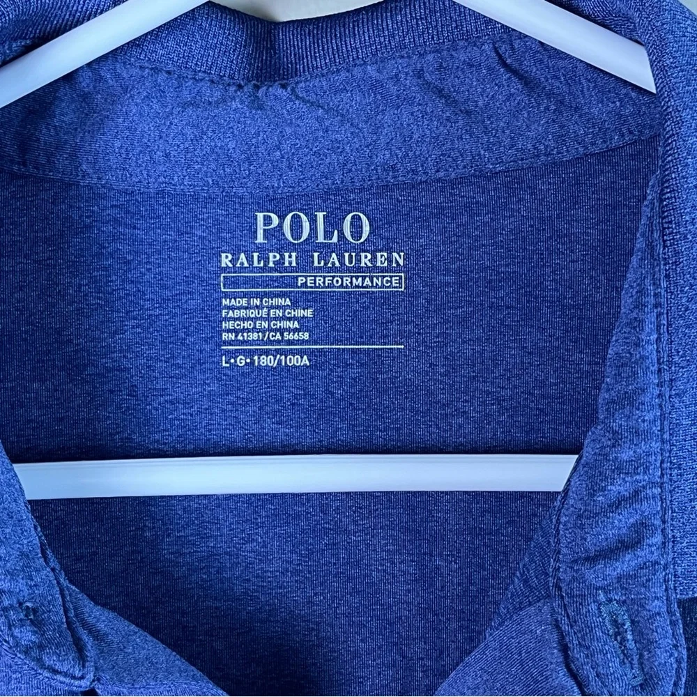 Polo Ralph Lauren Performance Size Large Heathered Blue Polo Shirt w/ White Pony - Picture 4 of 5